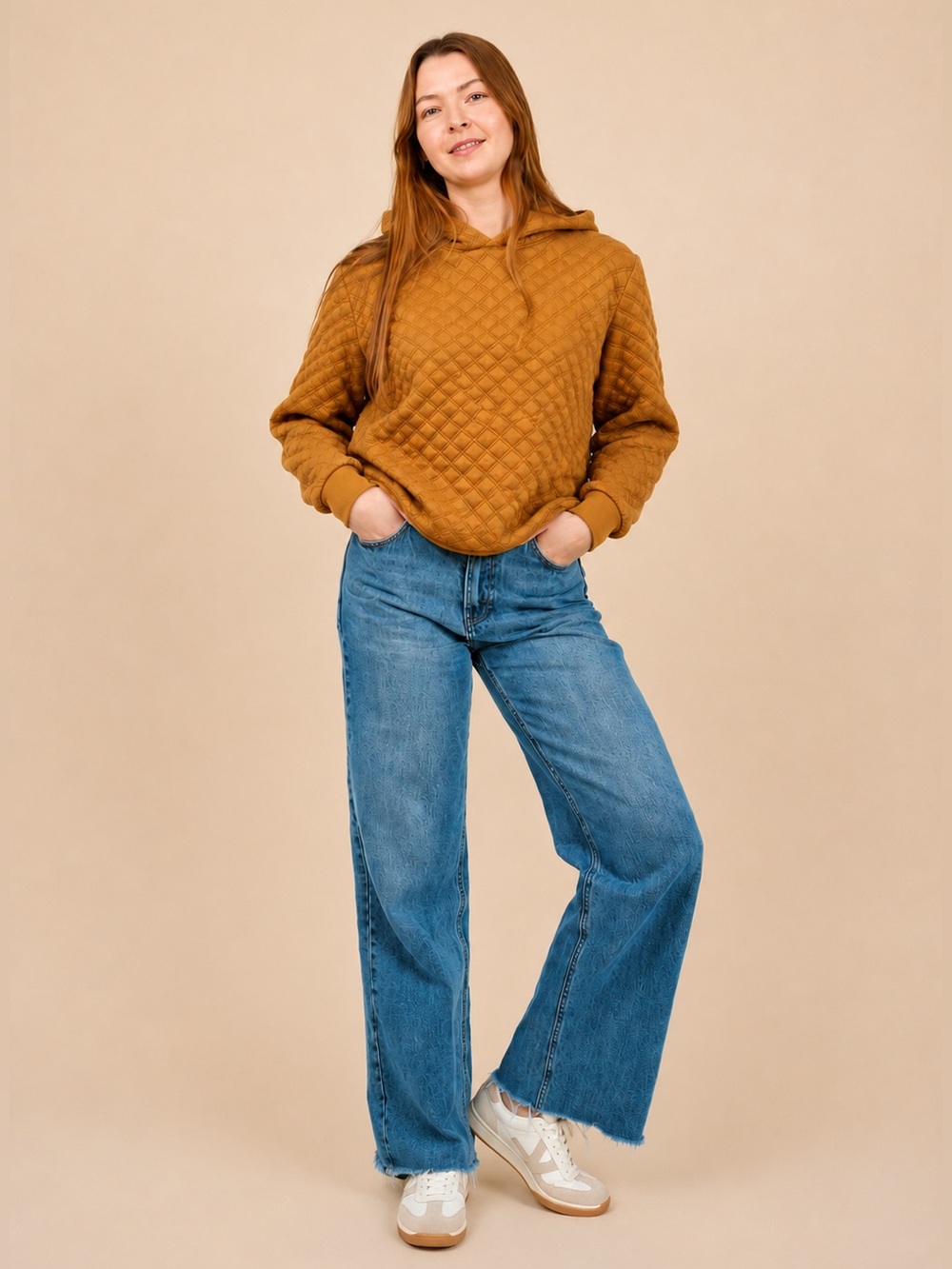 Architect Quilted Hooded Pullover in Golden Rod
